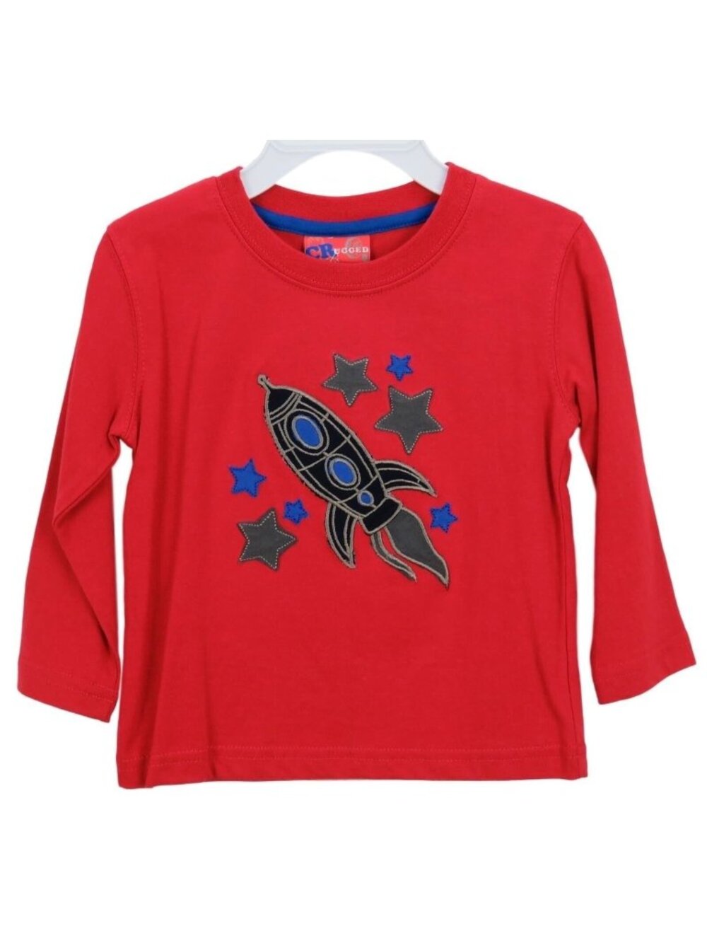 CR Rugged Boys Red Long Sleeve T-Shirt 18M With Rocket & Star Design Toddler Pul